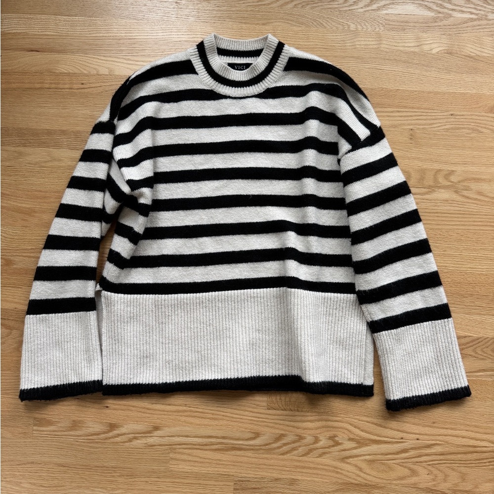 Vici Black and White Striped Sweater